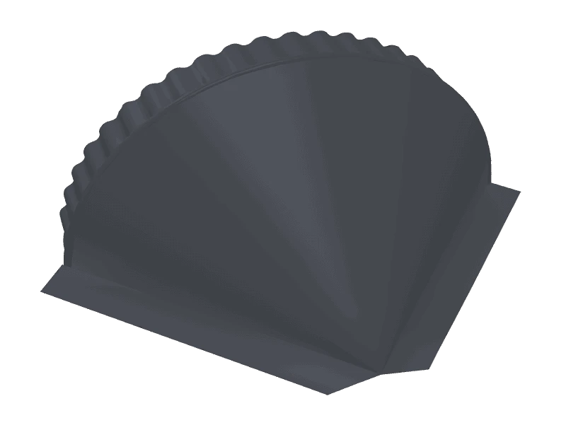 Заглушка к коньку полукруглому конусная с ребр. R90мм Rooftop БАРХАТ (Matt) RAL7024 PE 0,5мм Zn180