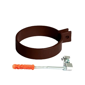 Хомут (крепление) трубы 110 мм коричневый /Гамрат/